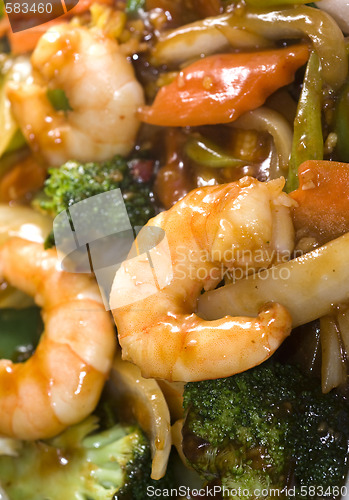 Image of chinese food jumbo shrimp mixed vegetables