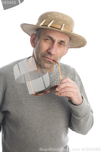 Image of happy middle age senior man with sunglasses