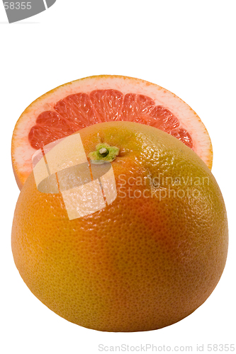 Image of Couple halfs of grapefruit isolated on white background