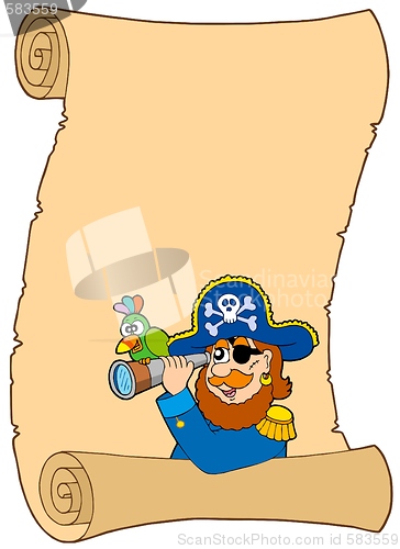 Image of Parchment with pirate and spyglass