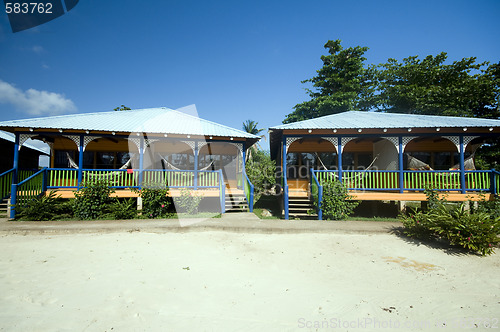 Image of hotel cabanas beach hammocks Corn Island Nicaragua