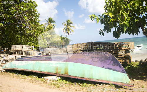 Image of fishing boat panga lobster traps nicaragua