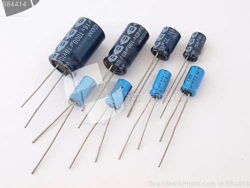 Image of Assorted capacitors.    