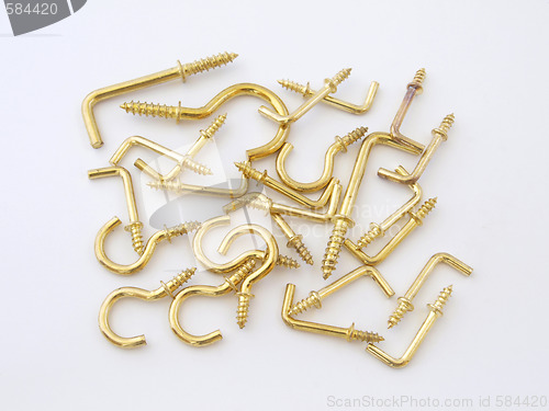 Image of Assorted brass hookes.