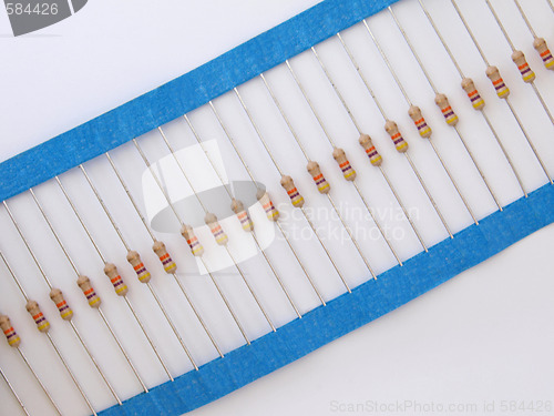 Image of A strip of resistors.     