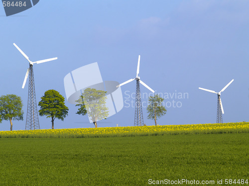 Image of three wind power plants