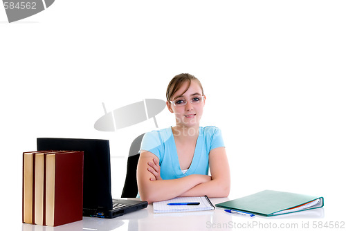 Image of Teenager girl on desk