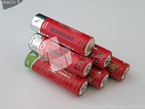 Image of Six rechargeable batteries.