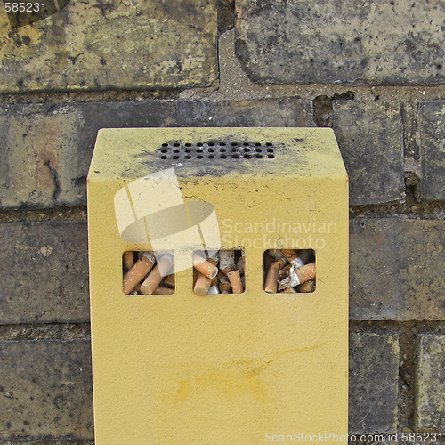 Image of Close-up of a bin for cigarette buts.