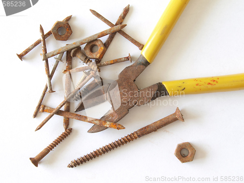 Image of Rusty tools and fixings. 