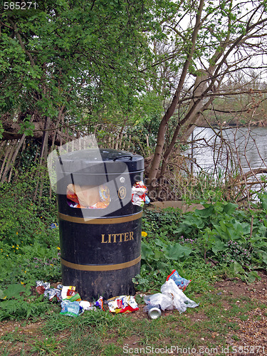 Image of Overfull litter bin.