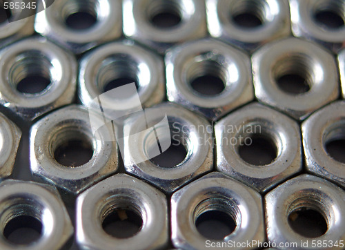 Image of Steel industrial nuts.