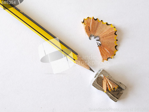 Image of Pencil and a sharpener. 