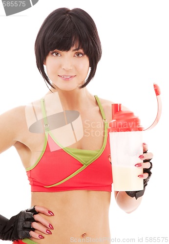 Image of fitness instructor with protein shake