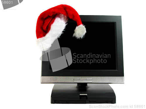 Image of Santa's hat on a desktop computer
