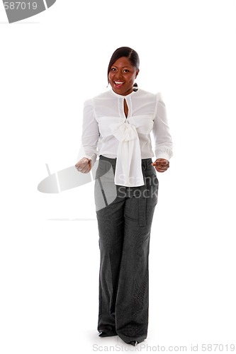 Image of African business woman snapping fingers