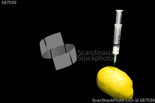 Image of syringe on a lemon