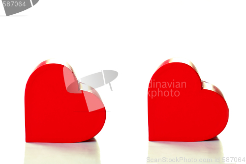 Image of Two red hearts isolated