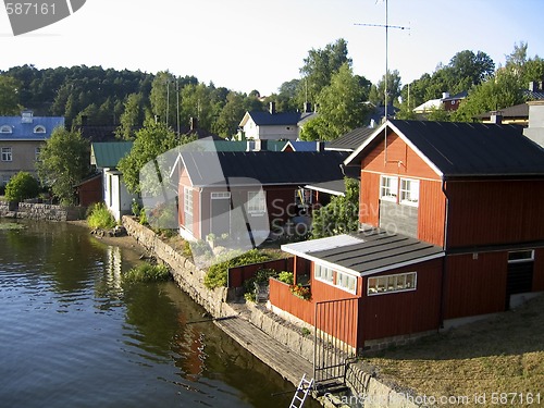 Image of Red houses on the river