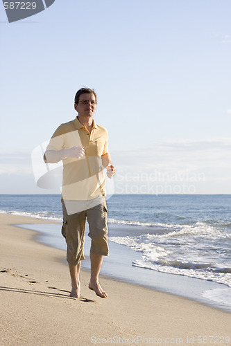 Image of Man running on the beach