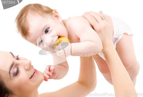 Image of baby boy in mother hands