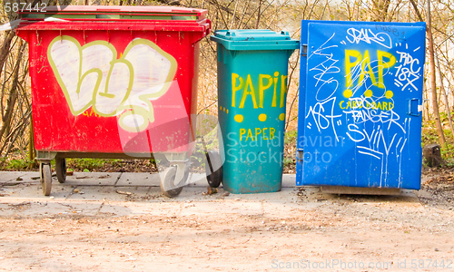 Image of Reuse and recycle - Plastic recycling bins in Denmark