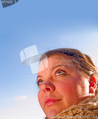 Image of Beauty - Close up Portrait of a woman looking up 