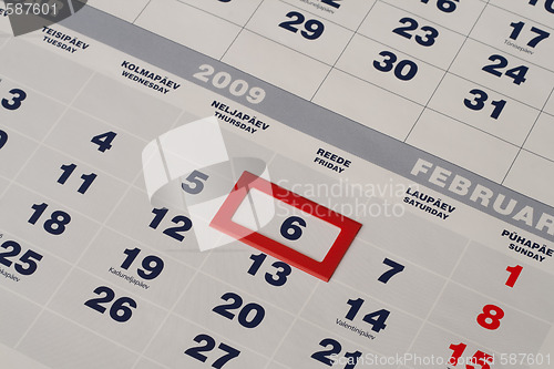Image of Calendar sheet