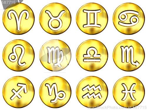 Image of 3D Golden Zodiac Signs