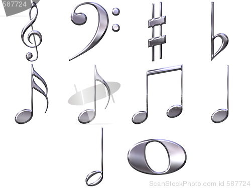 Image of 3D Silver Music Notes