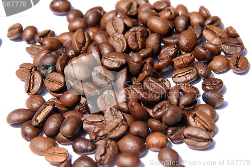 Image of coffee beens over white background