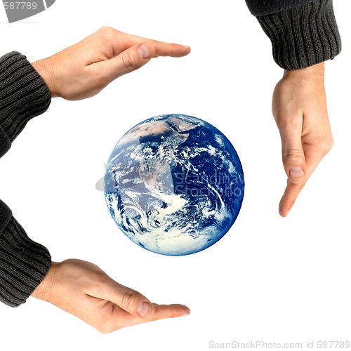 Image of Protecting hands, isolated on white background