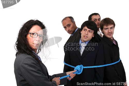 Image of businesswoman boss with rope