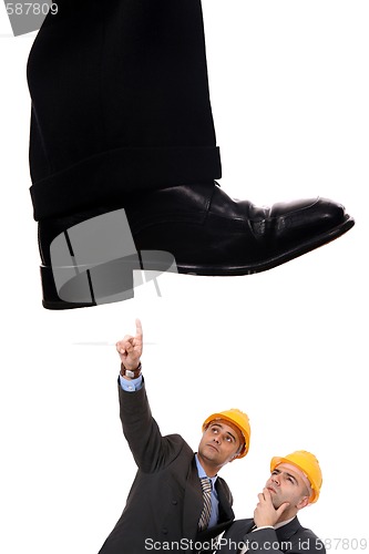 Image of business shoe steping and destroying