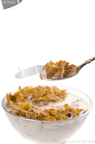 Image of cornflakes with milk