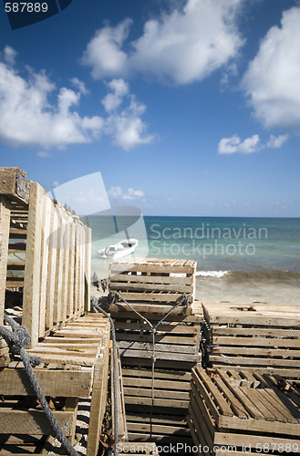 Image of fishing boat panga lobster traps nicaragua