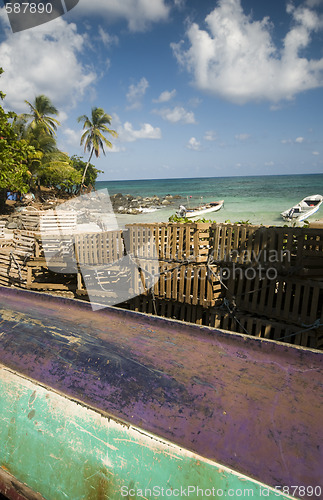 Image of fishing boat panga lobster traps nicaragua