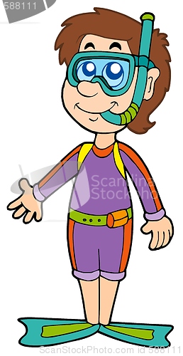 Image of Cartoon snorkel diver