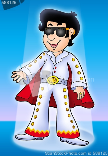 Image of Cartoon Elvis impersonator on stage