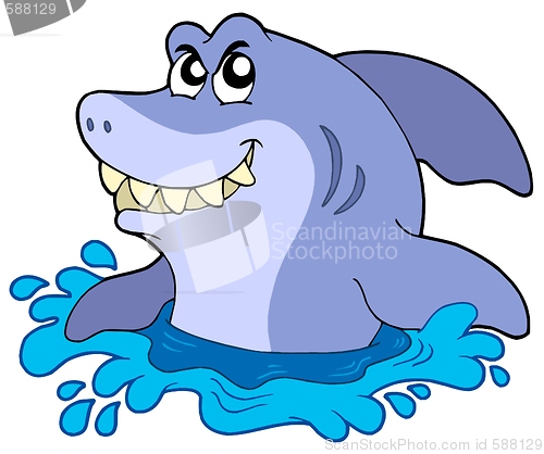 Image of Cartoon shark in water