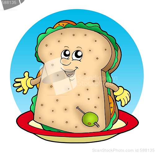 Image of Cartoon sandwich on plate
