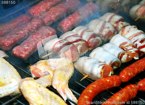 Image of Meat on barbecue