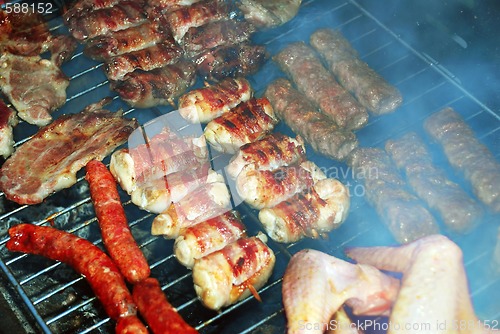 Image of Meat on barbecue