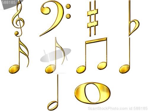 Image of 3D Golden Music Notes