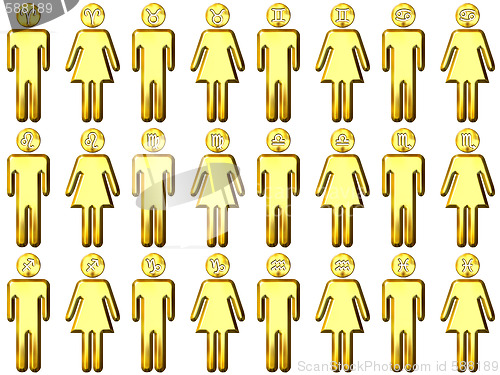 Image of 3D Golden Zodiac People