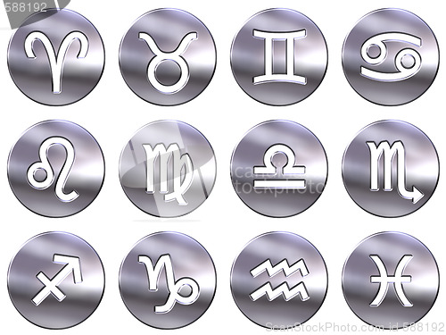 Image of 3D Silver Zodiac Signs