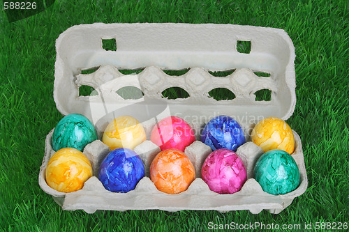 Image of Colorful dyed easter eggs