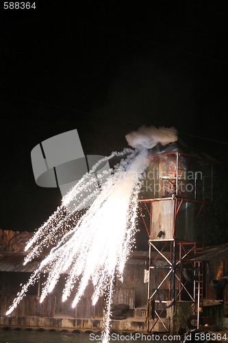 Image of Explosions from a building.