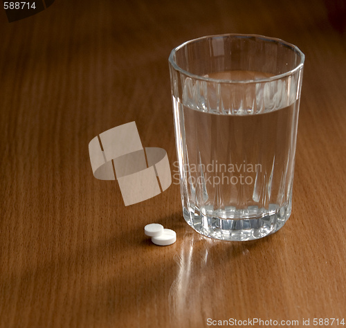 Image of glass and pills