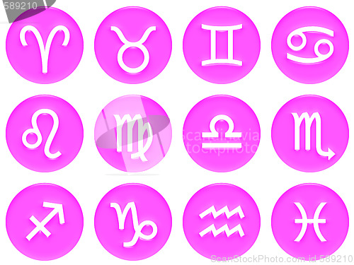 Image of 3D Pink Framed Zodiac Signs